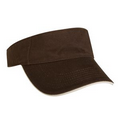 Laundered Chino Twill Visor w/ Contrasting Mock Sandwich Trim (Brown Black/Tan)